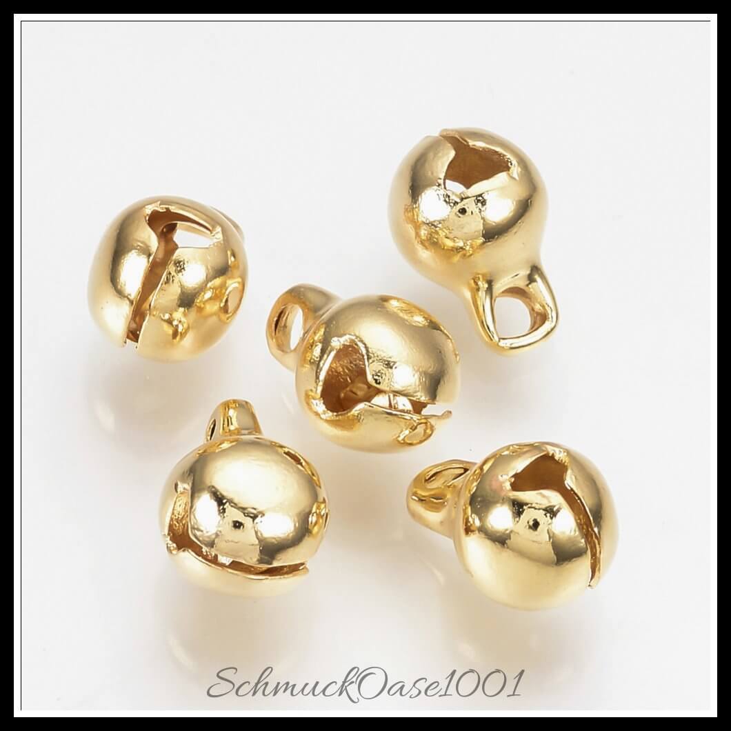 Messing glockencharms – rund / 13x10 mm / 10 stück, in der farbe gold