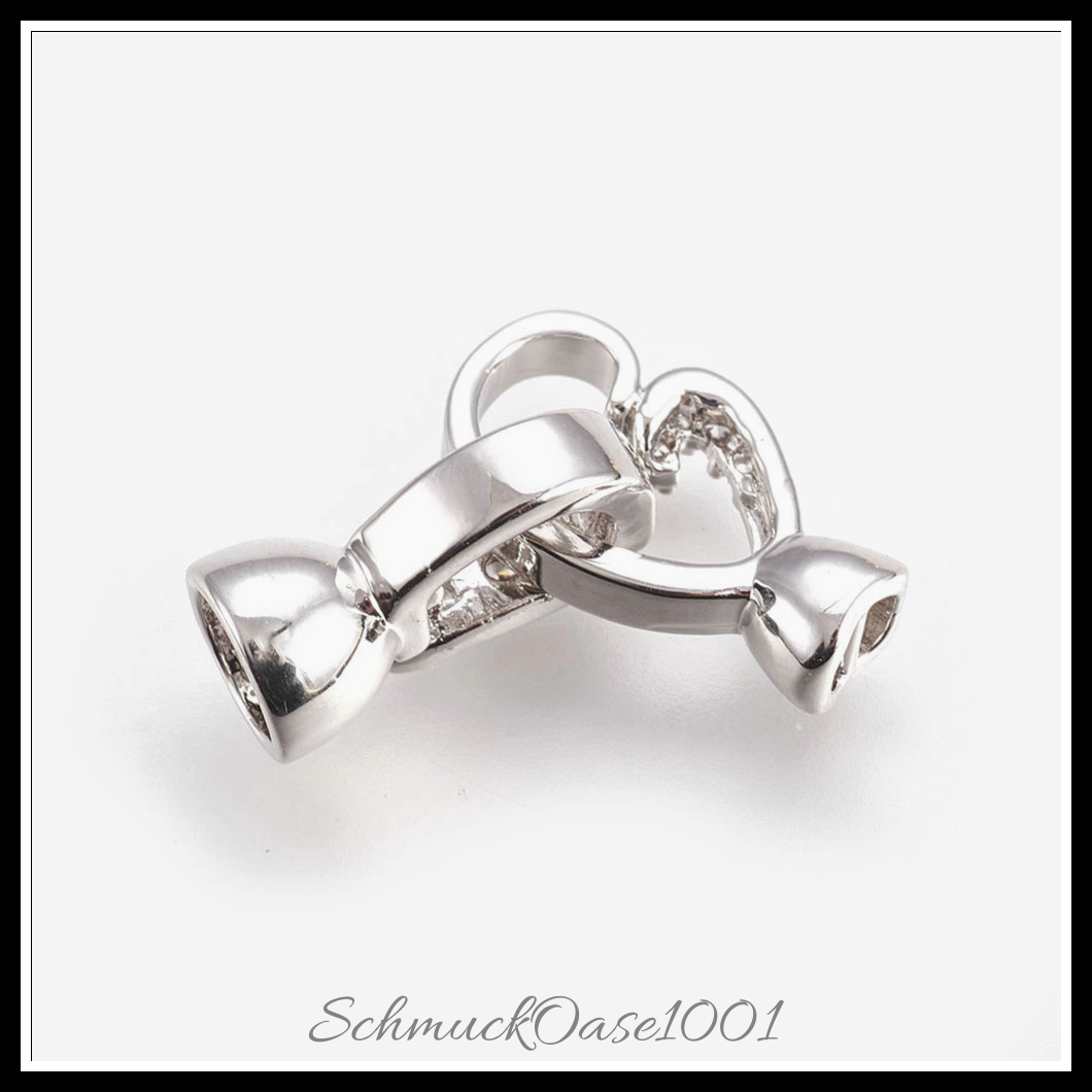 Messing-klammern mikro pflastern zirkonia, oval, echt platiniert – 2 sets, aus transparent in der farbe messing, klammern, mikro pflastern, zirkonia, oval, echt platiniert und größe 22.5 mm innen: 3 mm und 4 mm 2 sets, perfekt für die herstellung individueller ketten und armbänder