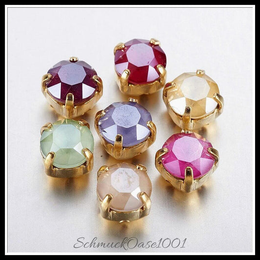 Nähen auf rhinestone – flachrund / 6x5.5 mm / 10 stück, in der farbe gemischte farbe, kreativ und vielseitig einsetzbar
