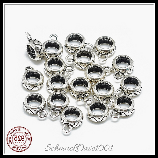 Thai 925 sterling silber aufhänger verbinder, donut – 5 stk. in den farben thailändisches 925 sterling silber, aufhänger, donut, antik silber