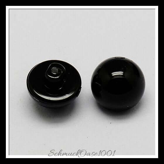 Acryl ösenknöpfe – kuppel / 13x10 mm / 1-loch / 20 stück, aus acryl / kuppelform, 1-loch in der farbe schwarz und größe 13x10 mm, loch: 1 mm / 20 st.