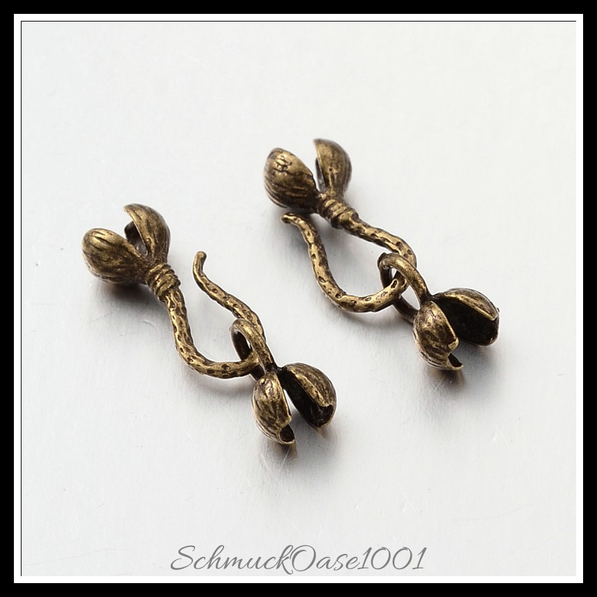Messing verschlüsse haken & s-haken, mit blume, bleifrei,cadmiumfrei – 3/4 sets, in der farbe messing, mit blume, bleifrei, cadmiumfrei, perfekt für die herstellung individueller ketten und armbänder