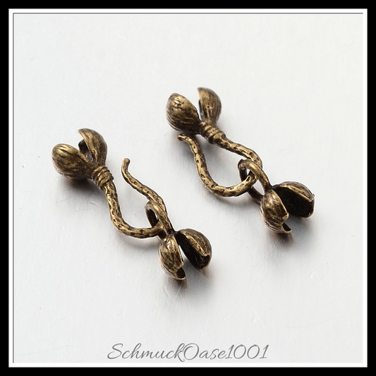 Messing verschlüsse haken & s-haken, mit blume, bleifrei,cadmiumfrei – 3/4 sets, in der farbe messing, mit blume, bleifrei, cadmiumfrei, perfekt für die herstellung individueller ketten und armbänder
