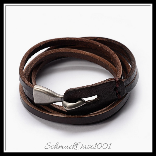 Rindleder wickelarmband mit alu-schnallen – 3-loop style in den farben rindleder, alu-schnallen, 3-loop