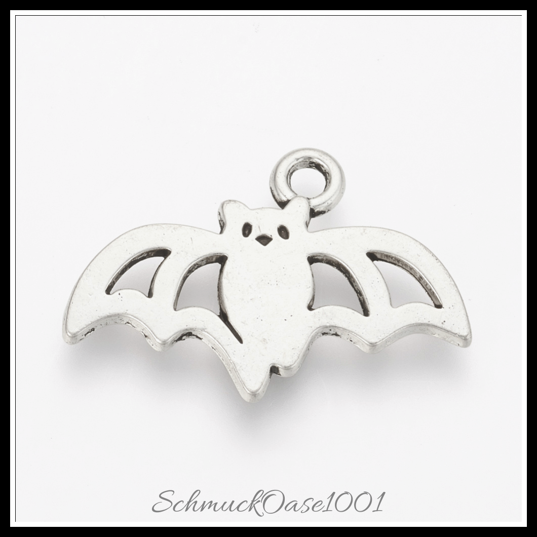 Tibetischer stil aluminium anhänger, fledermaus, antik silber, 50 stk. in den farben aluminium, cadmiumfrei, bleifrei