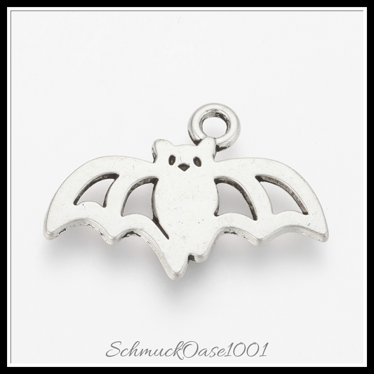 Tibetischer stil aluminium anhänger, fledermaus, antik silber, 50 stk. in den farben aluminium, cadmiumfrei, bleifrei