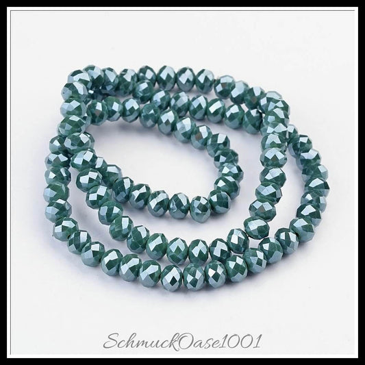 Elektroplattierte glasperlen – rondelle / 6x4 mm / 1 strang, in der farbe teal, ausdrucksstark und ideal für auffällige designs