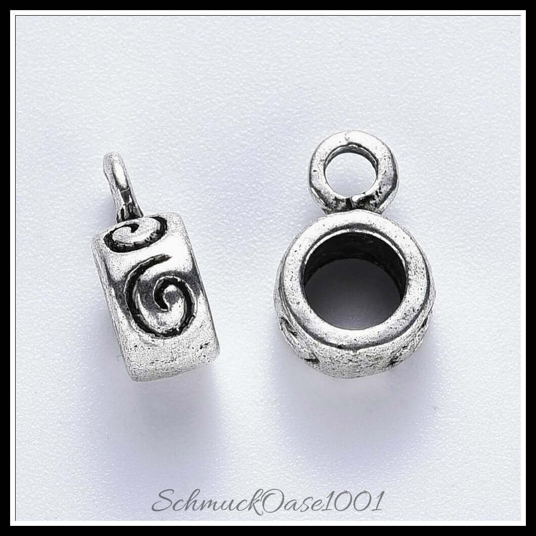 Tibetische hanger links – rondelle / 12x8x4.5 mm / 20 stück, aus legierung / tibetisch, rondelle, cadmiumfrei, bleifrei in der farbe antik silber und größe 12x8x4.5 mm, loch: 2 mm, innen: 5 mm / 20 st.