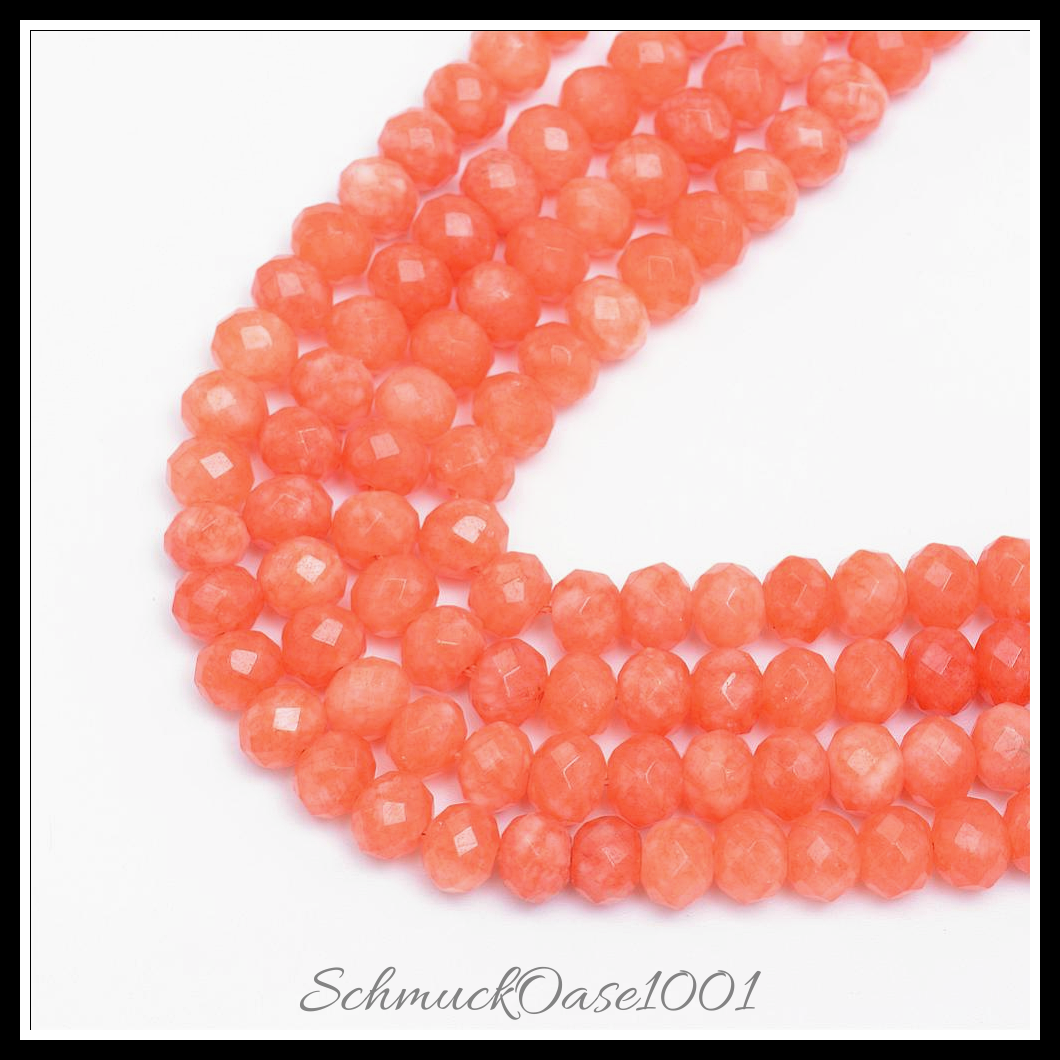 Natürliche jadeperlen, gefärbt, facettiert – rondell, verschiedene farben, in der farbe natuerliche weisse jade, gefaerbt, facettiert, rondell, ausdrucksstark und ideal für auffällige designs