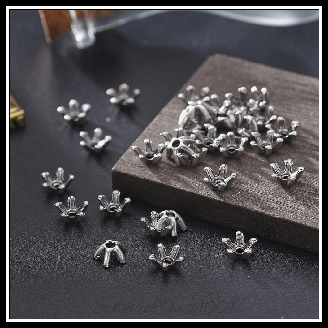 Tibetische perlenkappen & kegelperlen – thai sterling silber überzogen aus 7x4 mm bohrung: 1 mm 10 stk.