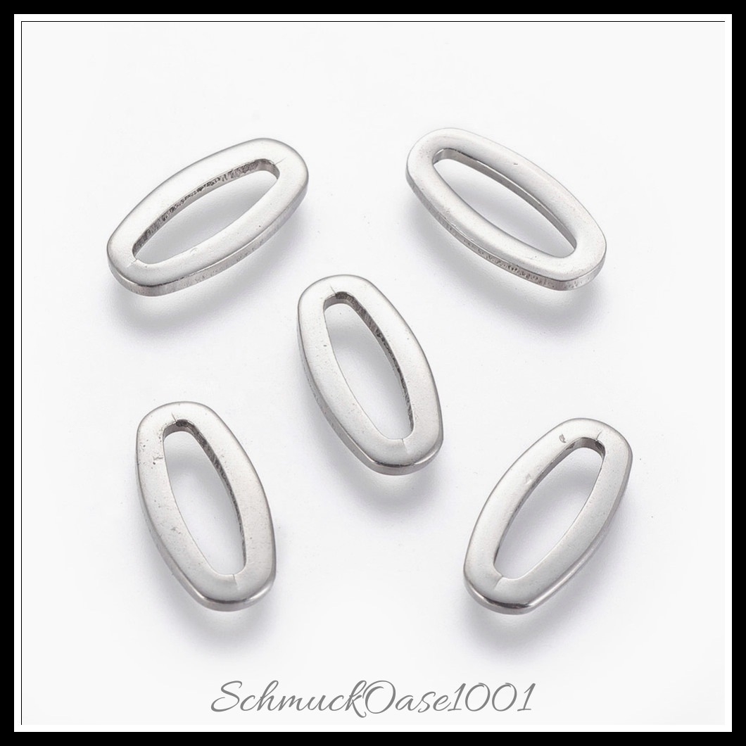 304 edelstahl verbinderringe, oval, edelstahl farbe, 20 stk., in der farbe 304 edelstahl