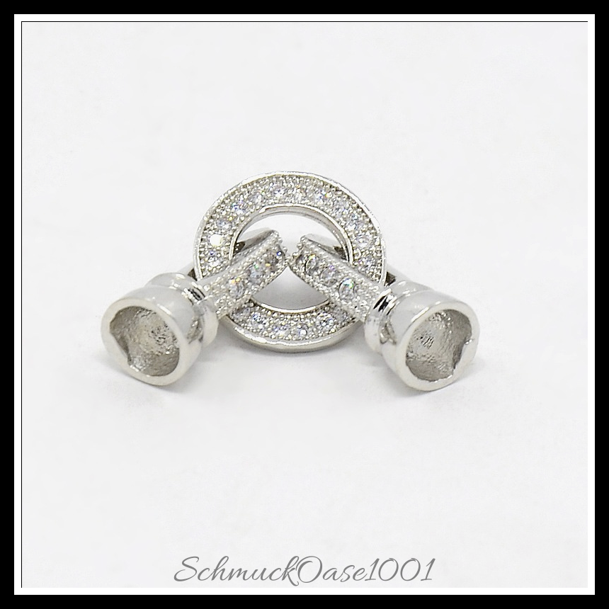Messing klammern mit mikro-pflastern zirkonia, platin farbe – 2 stk., aus platin farbe in der farbe messing, klammern, mikro-pflastern, zirkonia, platiniert und größe 23x8 mm, perfekt für die herstellung individueller ketten und armbänder