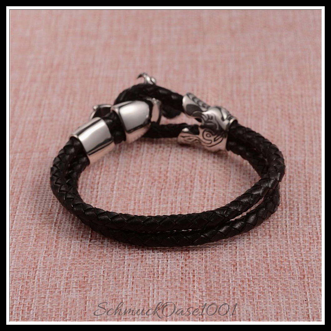 Geflochtenes multi-strang lederarmband mit edelstahl-motorradverschluss