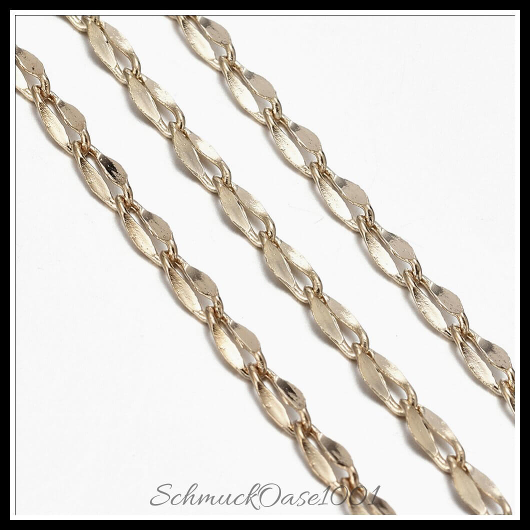 Messing bordsteinkette – gelötet / 5x2.5x0.5 mm – 2 meter, aus messing / bordstein, gelötet, vergoldet in der farbe gold und größe 5x2.5x0.5 mm / 2 m