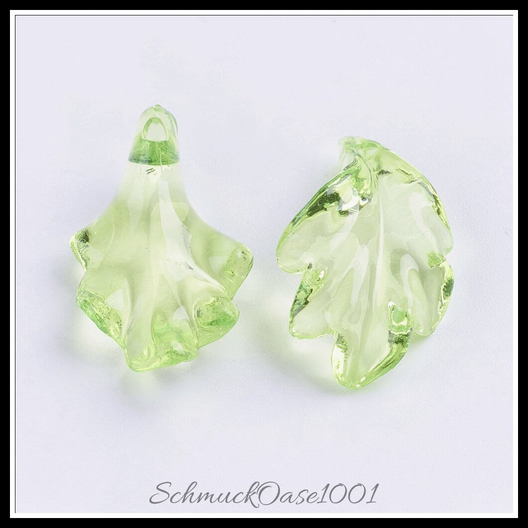 Transparente acrylanhänger – blatt / 24x15x5 mm / 40 stück, in der farbe light green