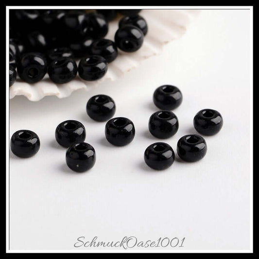 Fgb® opake glasperlen – 8/0 – 3x2 mm / 40 g, in der farbe schwarz