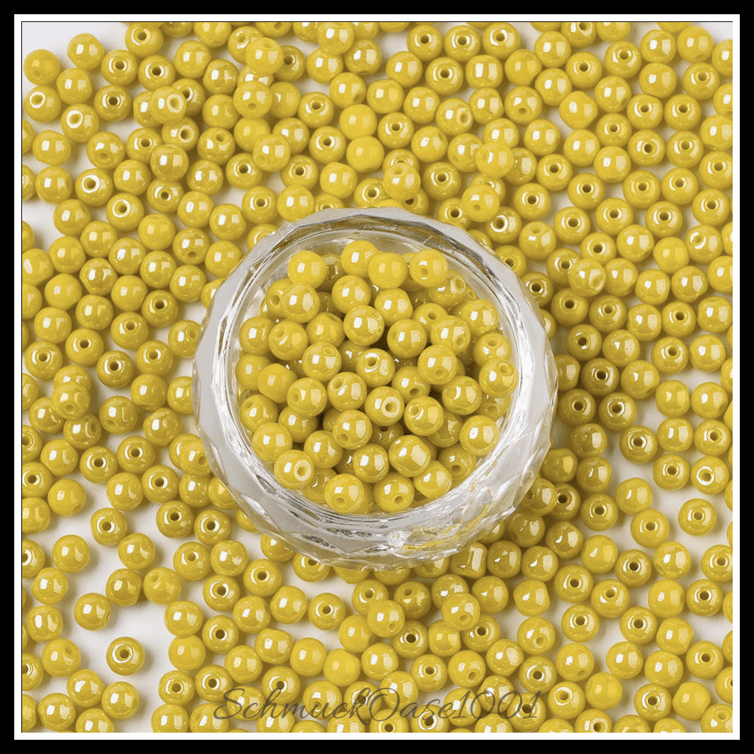 Undurchsichtige glasperlen – runde – dark khaki – glänzend – 40g, aus dark khaki in der farbe glas, undurchsichtig, glänzend, rund und größe 4x3 mm, loch: 1 mm; 40 gramm