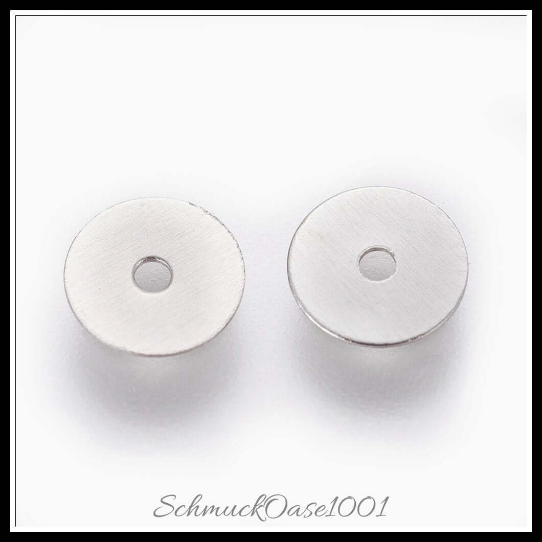Chirurgischer edelstahl heishi-perlen – flachrund / 5–6x0.2–0.3 mm – 200 stück, zusätzliches detailbild, perfekt für die herstellung individueller ketten und armbänder