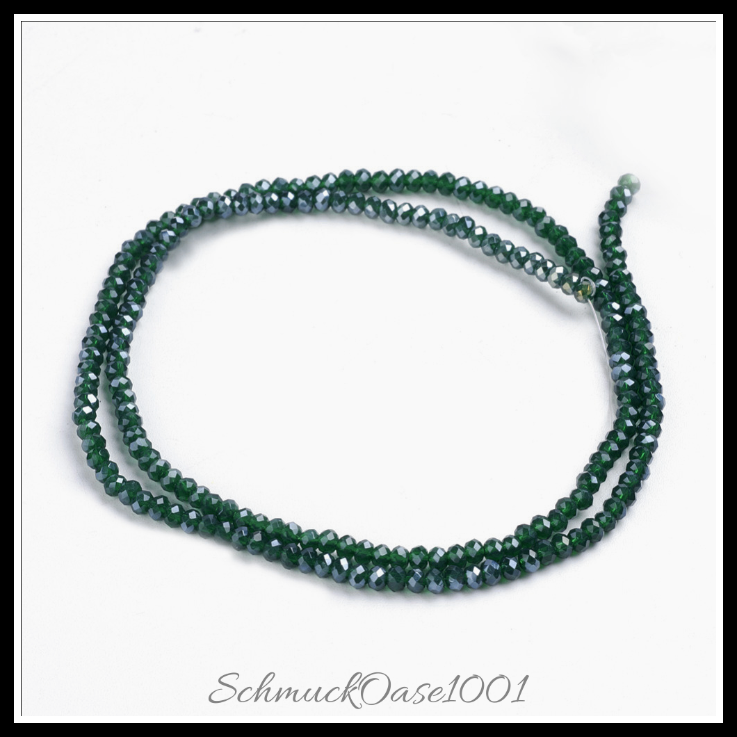 Facettierte glasperlen – imitatorische jade, meergrün, 3x2 mm, 2 stränge, ausdrucksstark und ideal für auffällige designs