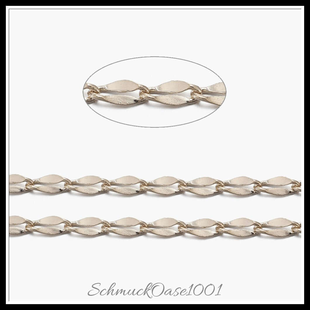 Messing bordsteinkette – gelötet / 5x2.5x0.5 mm – 2 meter, in der farbe gold