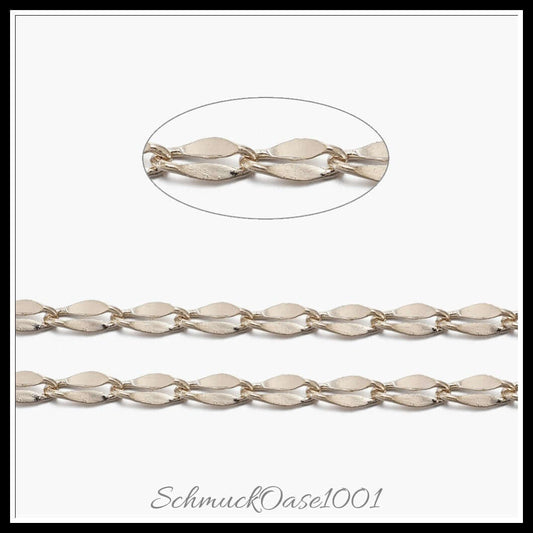 Messing bordsteinkette – gelötet / 5x2.5x0.5 mm – 2 meter, in der farbe gold