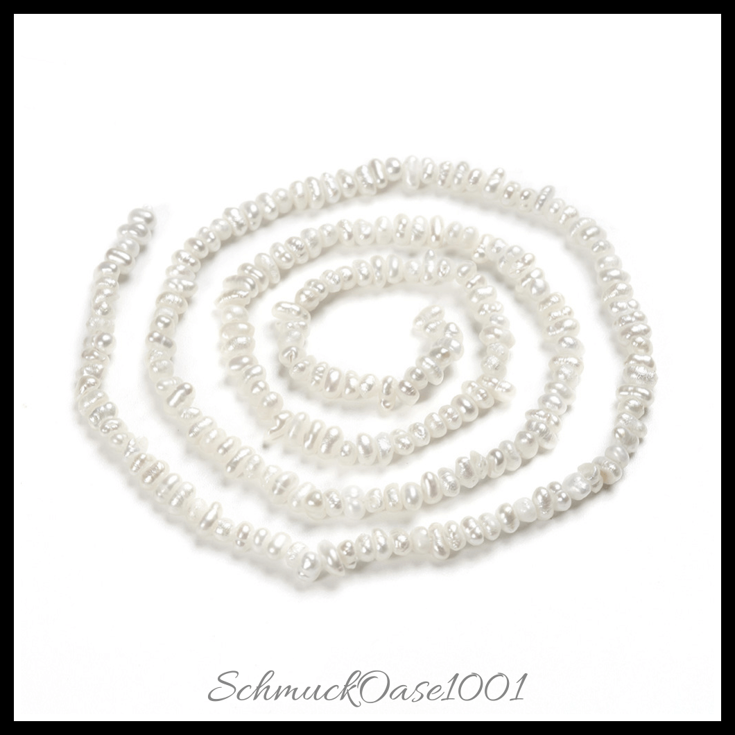 Natürliche süßwasserperlen strang – kartoffelform, beige, 2.5x2 mm (1 strang), aus kultivierte süßwasserperlen / kartoffelförmig in der farbe beige und größe 2.5x2 mm, bohrung: 0.5 mm, ca. 210–220 stk. / strang, 15.7 zoll