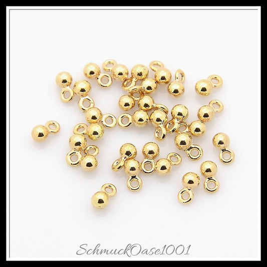 Ccb kunststoff kettenendstücke – rund / 6x3 mm – 200 stück, in der farbe gold