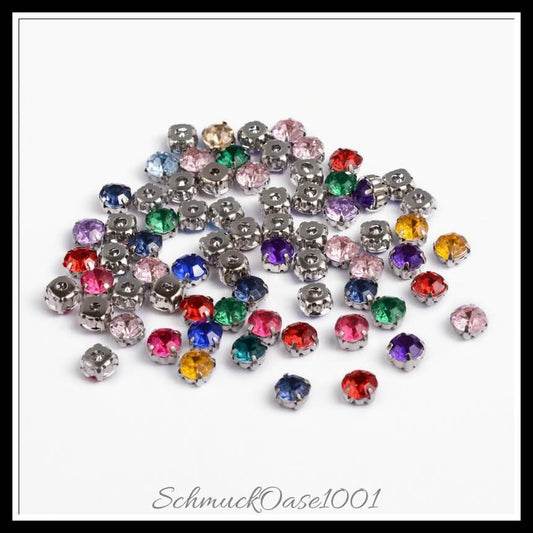 Nähen auf acryl strass – facettiert / 6x6x5 mm / 120 stück, in der farbe mischfarben, kreativ und vielseitig einsetzbar