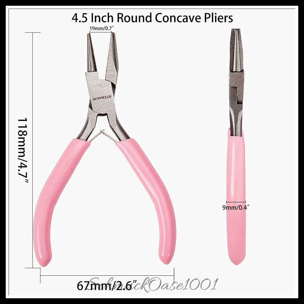 Sunnyclue mini-präzisionszange – konkav / 4.5" / 1 stück, aus stahl / konkav, rund, schmuckwerkzeug in der farbe pink und größe 4.5 zoll / 1 st.