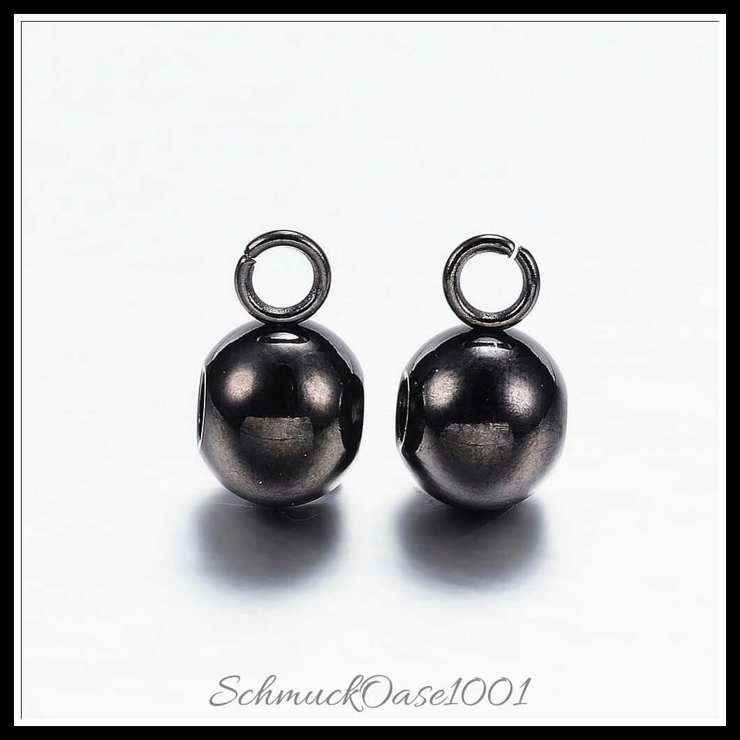 Edelstahl hanger link – rund / 8.5x6x5 mm / 30 stück, in der farbe schwarz