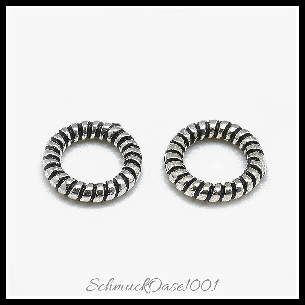 Thailändische 925 sterling silber verbindungsringe, antik silber – 5 stk.