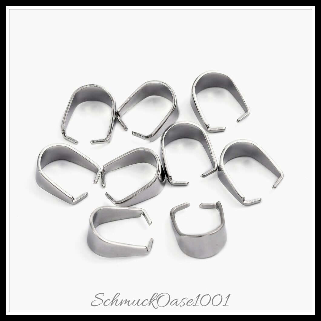 Snap-on bails – edelstahl / 10x7x5 mm / 30 stück, aus edelstahl 304 / snap-on bail in der farbe edelstahl farbe und größe 10x7x5 mm / 30 st.
