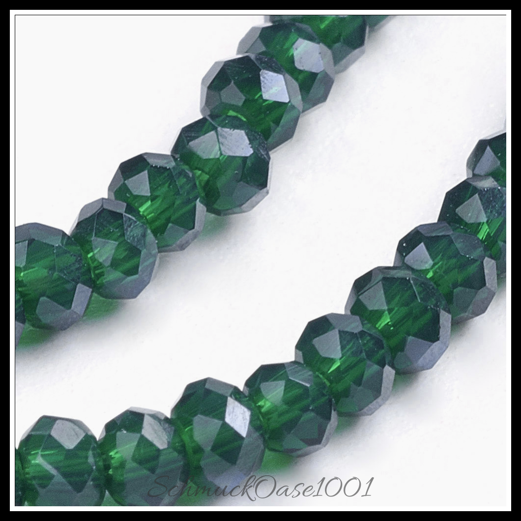 Facettierte glasperlen – imitatorische jade, meergrün, 3x2 mm, 2 stränge in den größen meergrün, ausdrucksstark und ideal für auffällige designs