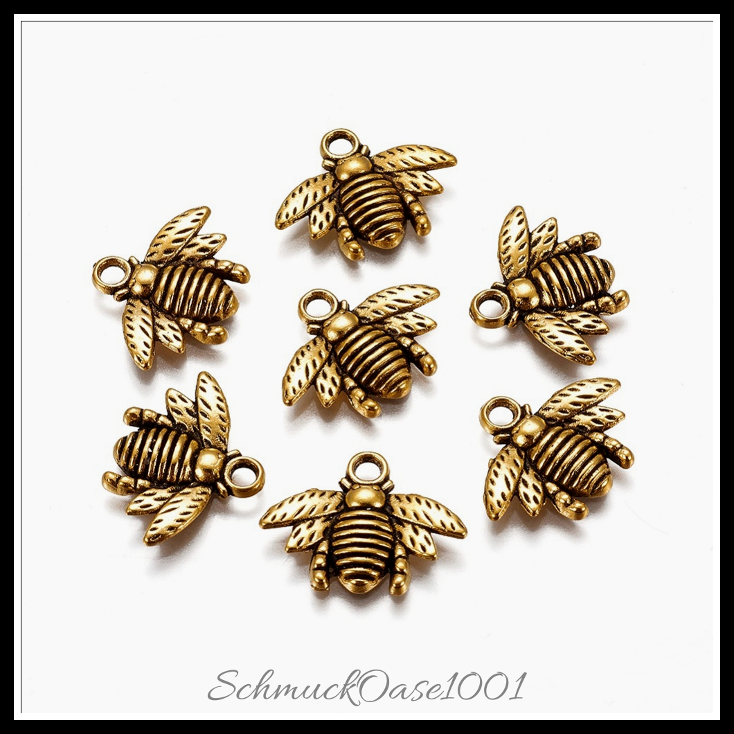 Tibetischer stil aluminium anhänger, biene, antik gold, 40 stk.