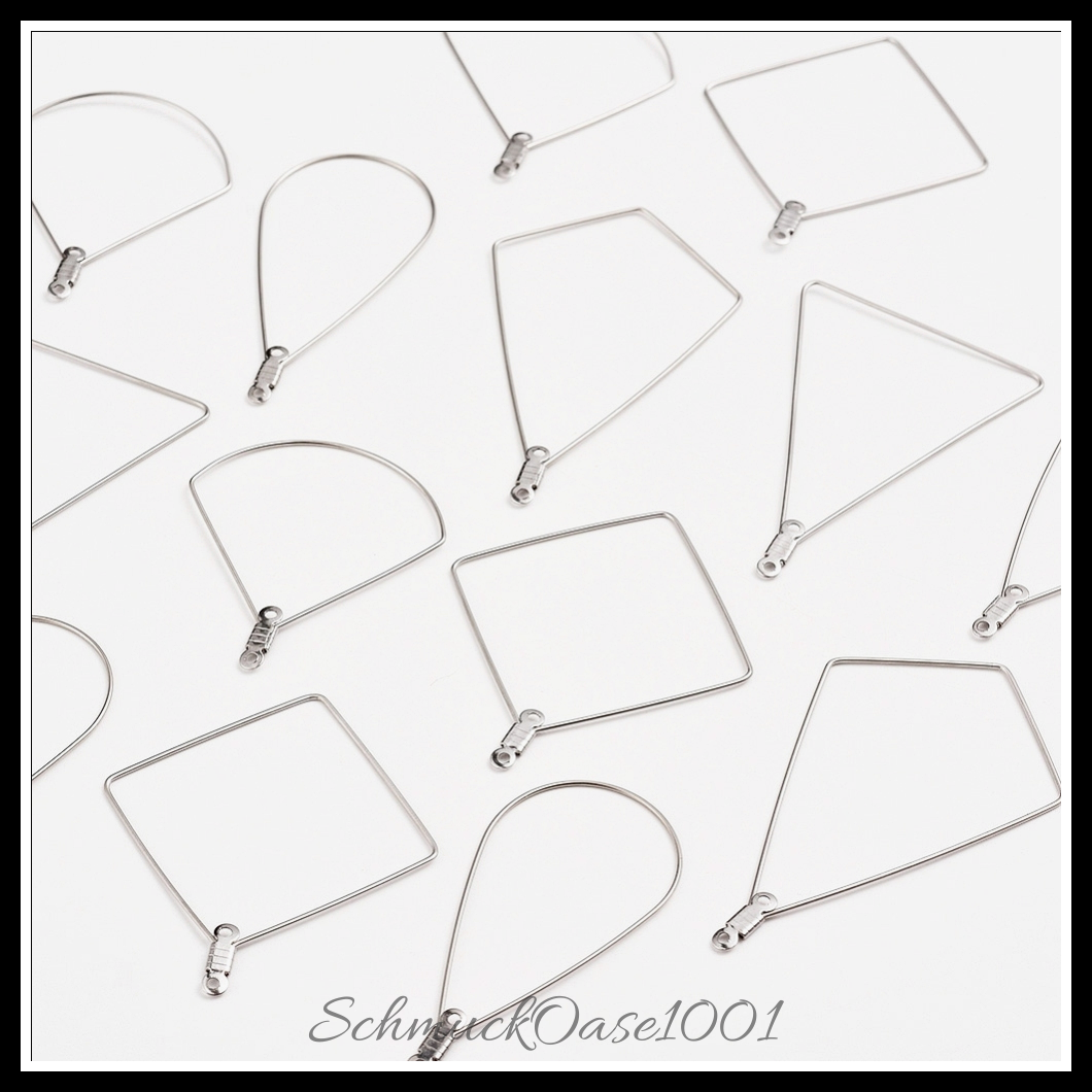 304 edelstahldrahtanhänger, teardrop & kite & rhombus & fan & dreieck, edelstahl farbe, 1 kasten aus 22 gauge, 64x63x20 mm, über 4 stk./form, 20 stk.