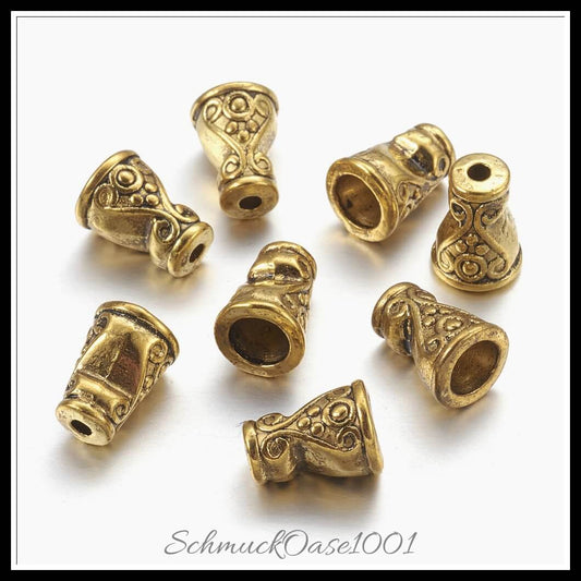 Tibetische perlenkappen & kegel – vase / 7.5x10 mm / 25 stück, in der farbe antik golden
