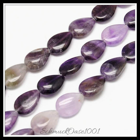 Natursteinperlenstränge – amethyst träne / 18x13x6 mm / 1 strang, in der farbe lila, ausdrucksstark und ideal für auffällige designs