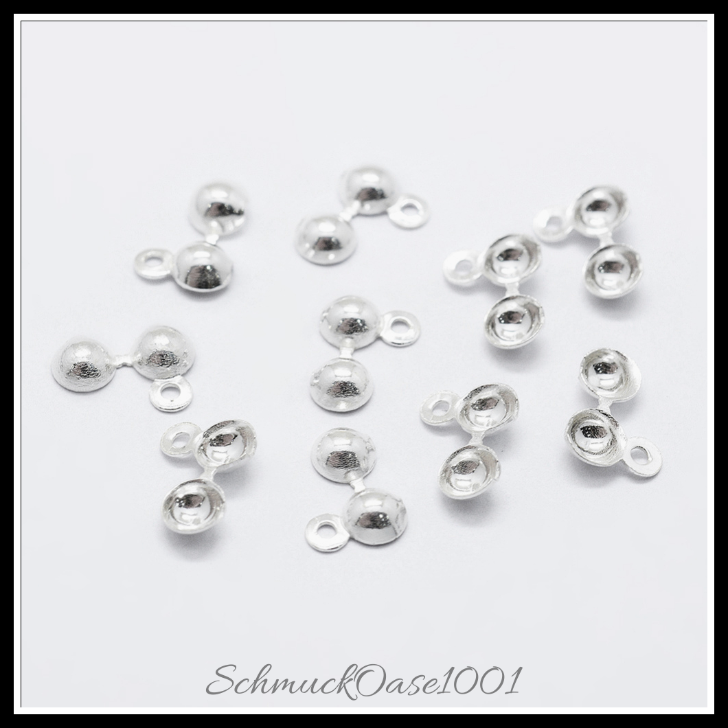 925 sterling silber knotenabdeckungen, silber – 10 stk., aus silber in der farbe 925 sterling silber, perle, knotenabdeckungen und größe 4x5x1.2 mm, bohrung: 0.8 mm, innendurchmesser: 2 mm