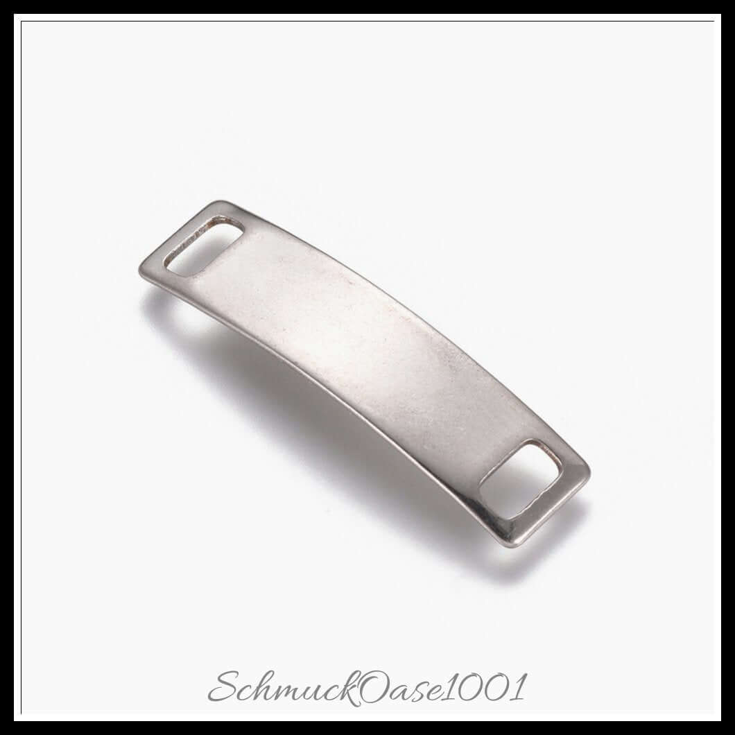 Edelstahl verbindungsstecker – rechteck / 6x24.5x0.5 mm / 10 stück, in der farbe edelstahl farbe