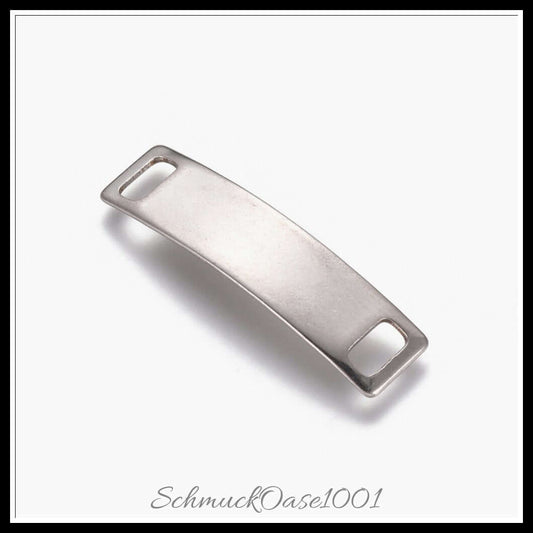 Edelstahl verbindungsstecker – rechteck / 6x24.5x0.5 mm / 10 stück, in der farbe edelstahl farbe