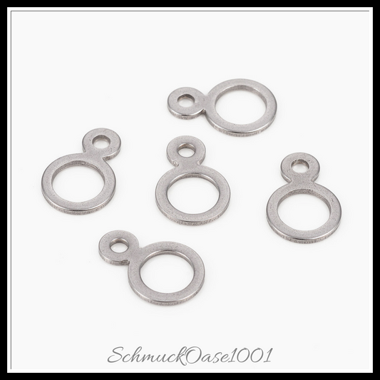 304 edelstahl aufhängeringe, ring, 10 stk. in den farben 304 edelstahl