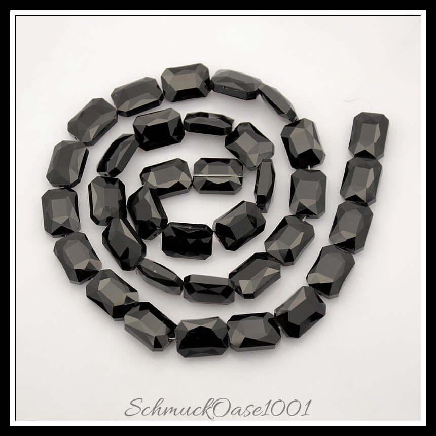 Elektroplattierte glasperlenstränge – rechteck / 18x13x6.5 mm / 1 strang, in der farbe schwarz, ausdrucksstark und ideal für auffällige designs