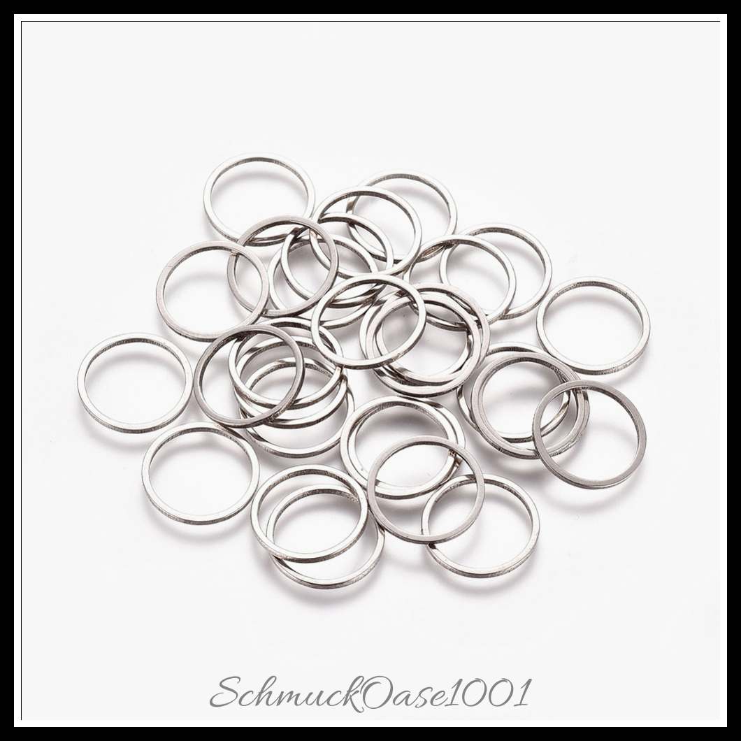 Edelstahl-verbindungsringe, ring, edelstahl farbe, 30 stk.