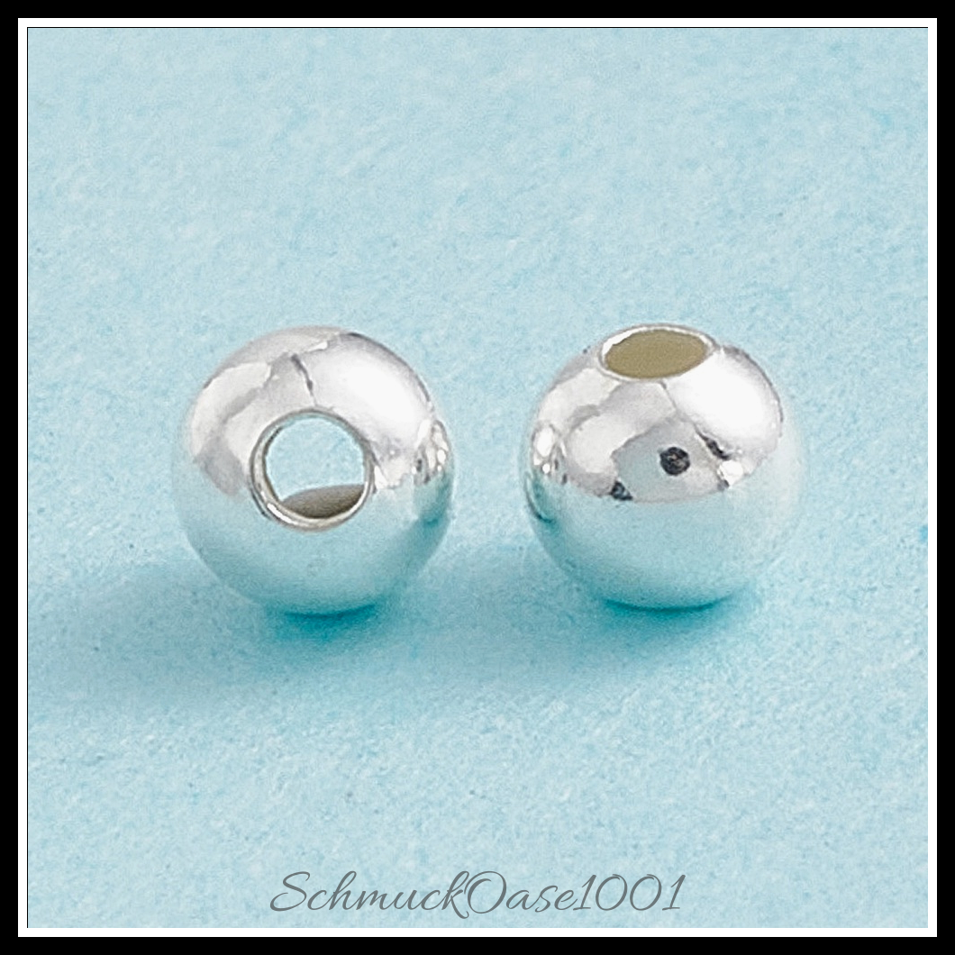 925 sterling silber zwischenperlen, rund – silber, 50 stk.