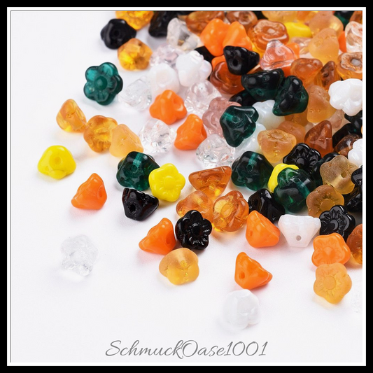 Tschechische glasperlen – blume, mischfarbe in den farben tschechisches glas, blume, ausdrucksstark und ideal für auffällige designs