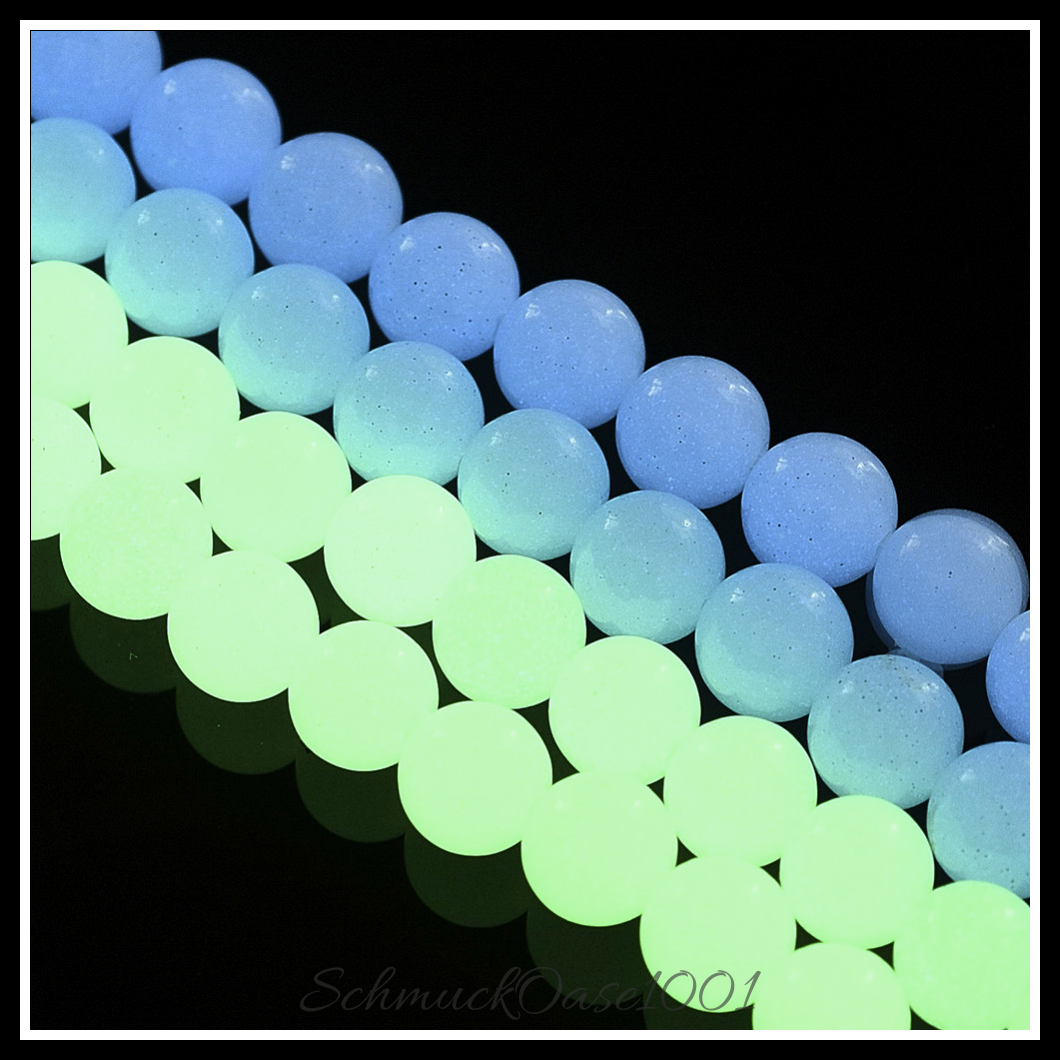 Synthetische leuchtende steinperlen – rund, verschiedene farben, aus kornblumenblau in der farbe synthetische leuchtende steinperlen, rund und größe 8x8 mm bohrung: 1 mm ca. 47-49 stk / pro strang  14.17''-14.69'' 2 stränge