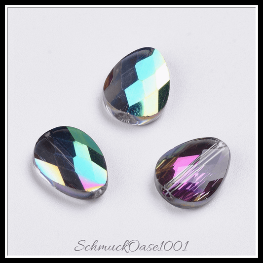 Aaa imitation austrian crystal beads – facettiert – teardrop – bunt – 12 stück in den farben kristallglas, facettiert, teardrop