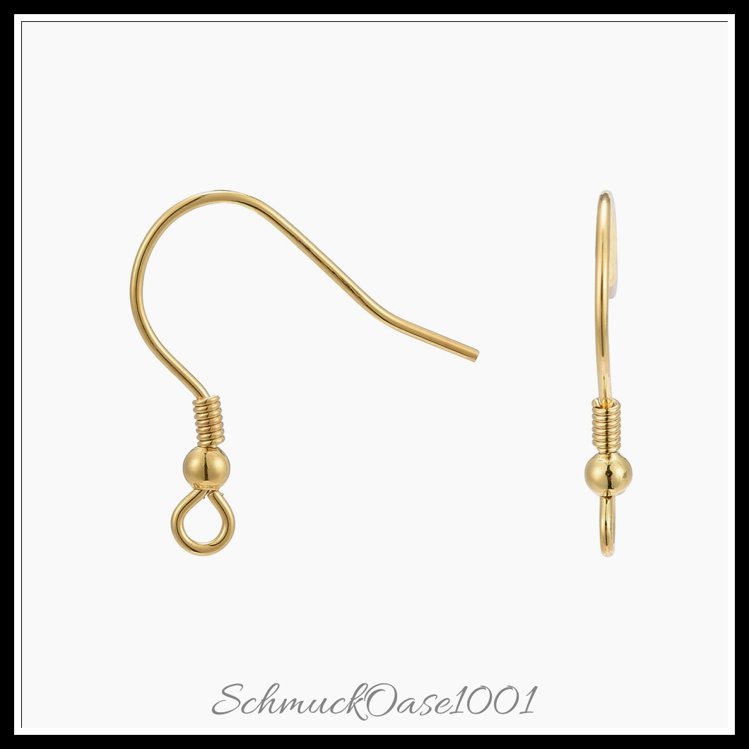 925 sterling silber ohrhaken, golden – 6 paar