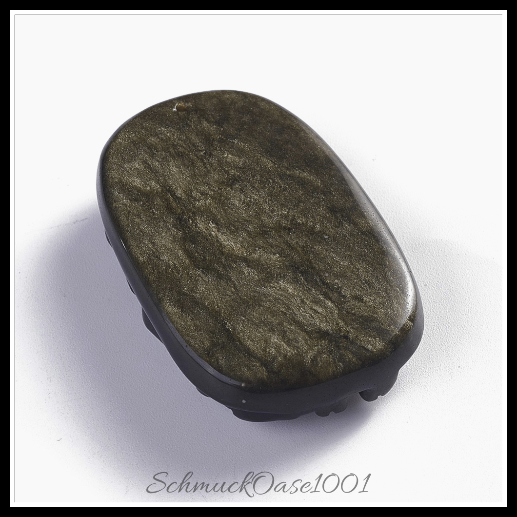 Natürliche goldene schein obsidian anhänger, tier-form, 1 stk., aus goldener schein in der farbe natürlicher obsidian und größe 36x35x10.6 mm, bohrung: 1 mm