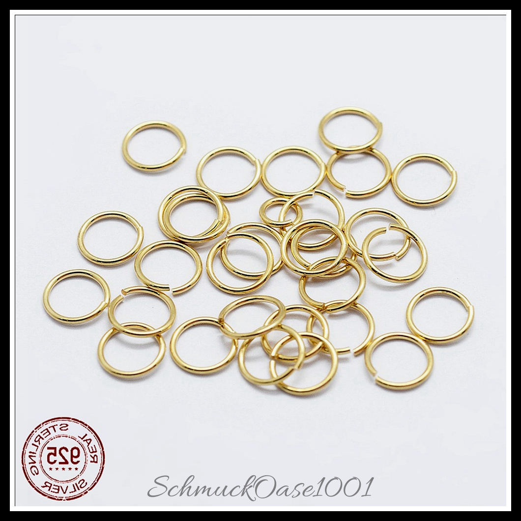 925 sterling silber offene biegeringe, runde ringe, golden – 14 stk., in der farbe 925 sterling silber, biegeringe, rund, offen, vergoldet